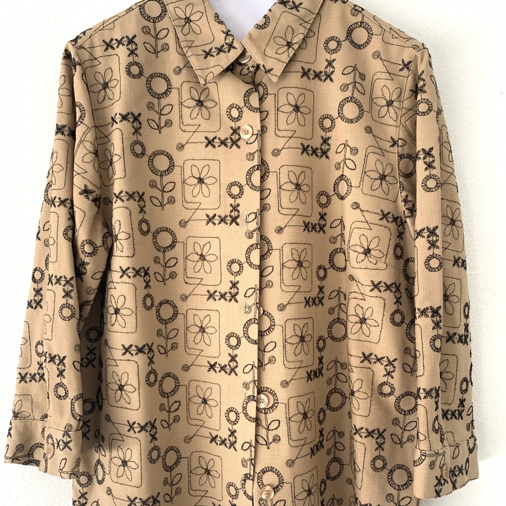 VTG 80s FLORAL thread BLAZER coat JACKET 90s RARE